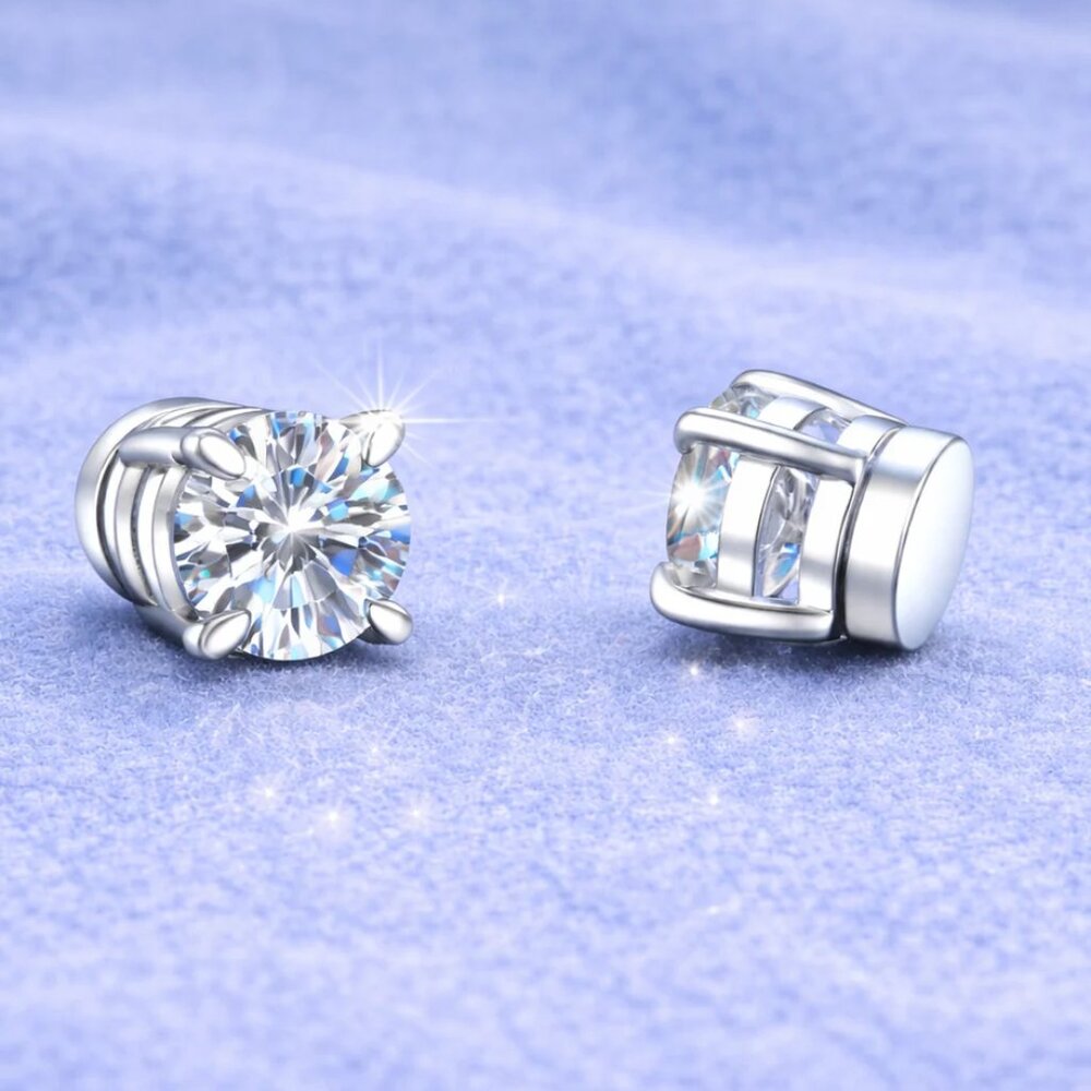 Moissanite Magnetic Earrings | No Piercing | Passes Diamond Tester